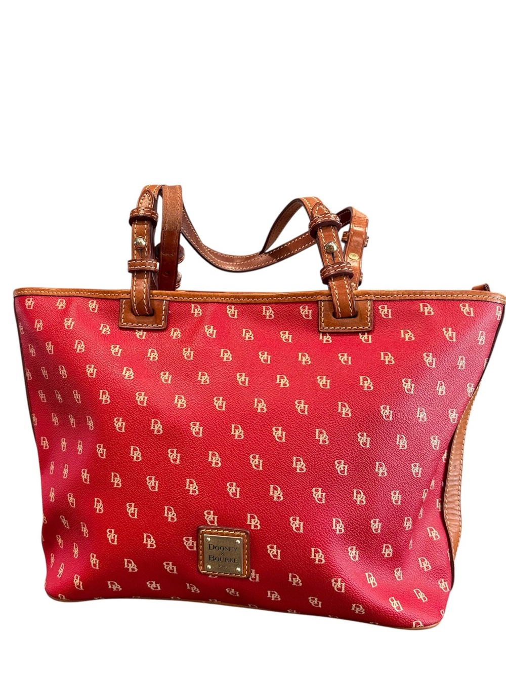 Dooney & Bourke monogram large red tote bag DB shopper purse K9255051